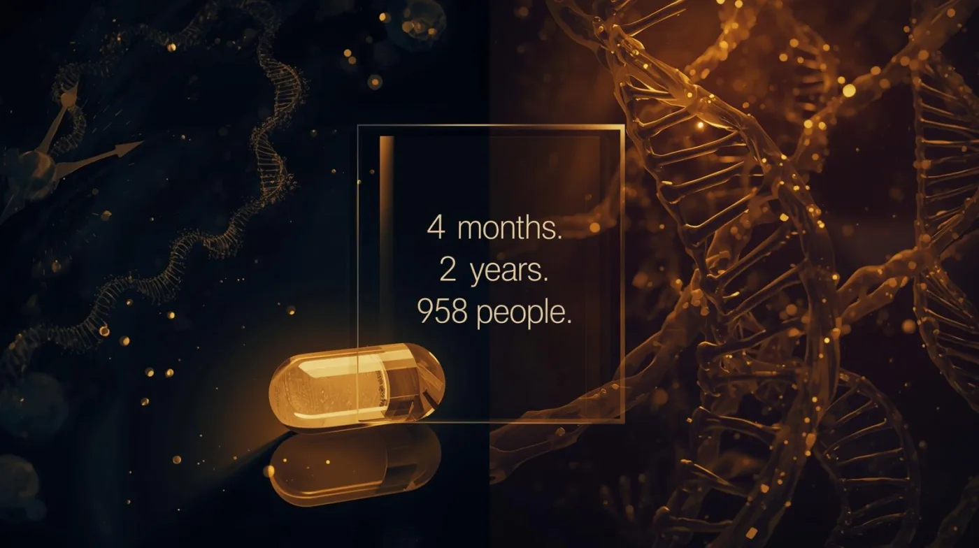 A Harvard-led COSMOS trial of 958 older adults found that a daily multivitamin slowed two mortality-predicting epigenetic clocks — PCGrimAge and PCPhenoAge — by the equivalent of up to five months of biological aging over two years. Illustration: NavsoraTimes / data source: Li S et al., Nature Medicine, March 2026.