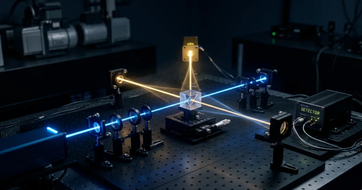 A laser interferometer similar to LIGO. The new study shows that while LIGO's kilometer-long arms make it an excellent detector for the presence of spacetime fluctuations, smaller tabletop setups are better at identifying the type of fluctuation. (Photo: LIGO Laboratory / CC BY 4.0)