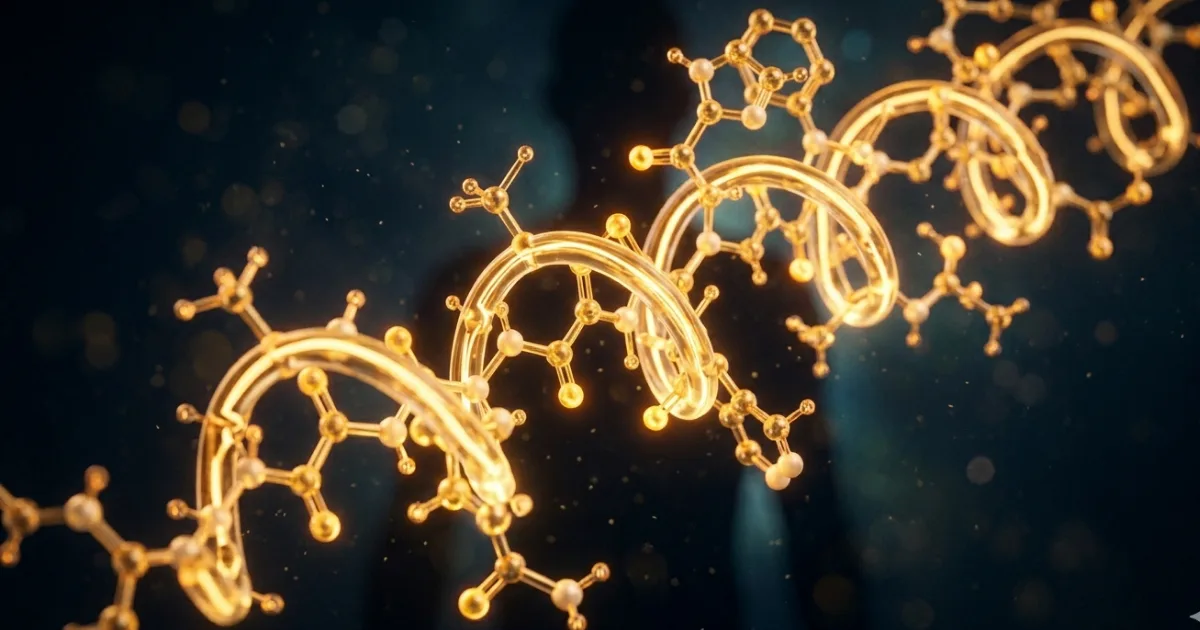 The BRP peptide, rendered as a ball-and-stick molecular model, contains just 12 amino acids — making it far smaller than the synthetic compounds in current obesity drugs. The peptide is cleaved naturally from the BRINP2 protein and acts on appetite-regulating neurons in the hypothalamus. Image credit: Katrin Svensson / Stanford Medicine.