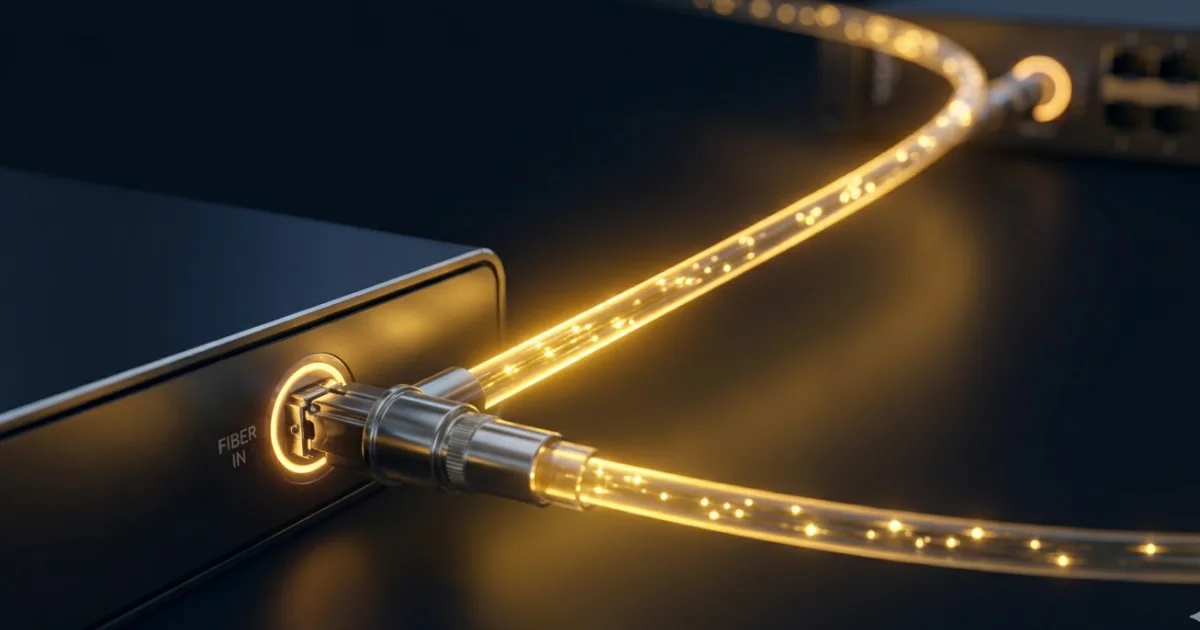 The sender encodes secret key bits into single particles of light using a cooled quantum dot chip, then fires them down 120 km of standard internet cable. The receiver reads the arrival timing of each photon to decode the secret key. Any spy who tries to intercept the photons along the way instantly reveals themselves. Experiment conducted at Leibniz Universität Hannover, Germany, 2026. Image conc