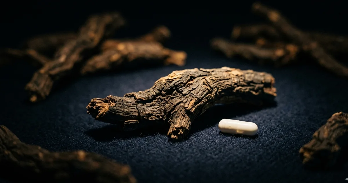 The woody roots of the Tabernanthe iboga shrub, native to West Africa, contain ibogaine — a powerful psychoactive compound now at the centre of US political and scientific debate. The plant has been used for centuries in the Bwiti spiritual tradition of Gabon. Image credit: Farmer Dodds / Alamy.