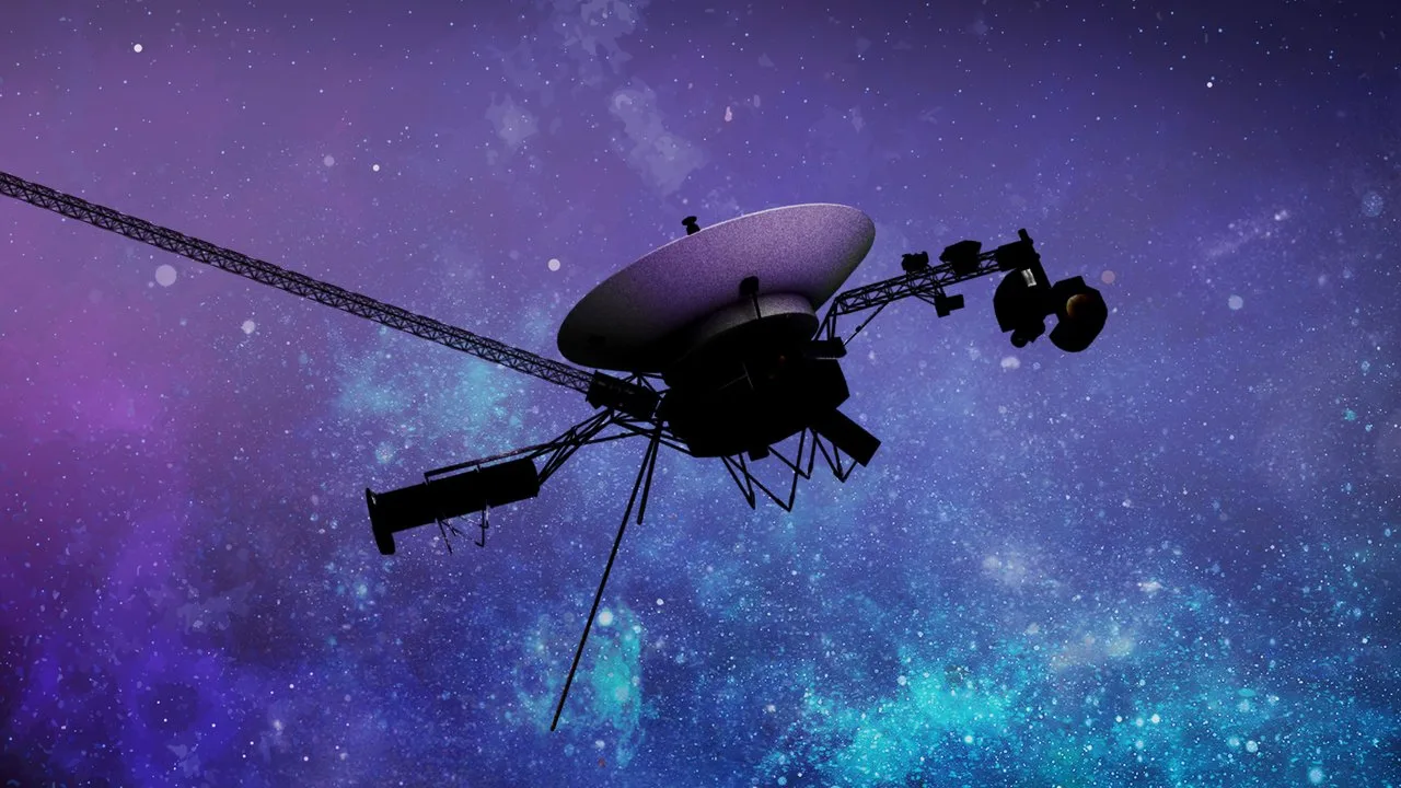 An artist's rendering of NASA's Voyager 1 spacecraft drifting through interstellar space, its 12-foot dish antenna aimed back toward a distant Earth. Voyager 1 crossed the heliopause in 2012 and remains the most distant human-made object ever built, now more than 15 billion miles from home. Image credit: NASA/JPL-Caltech.