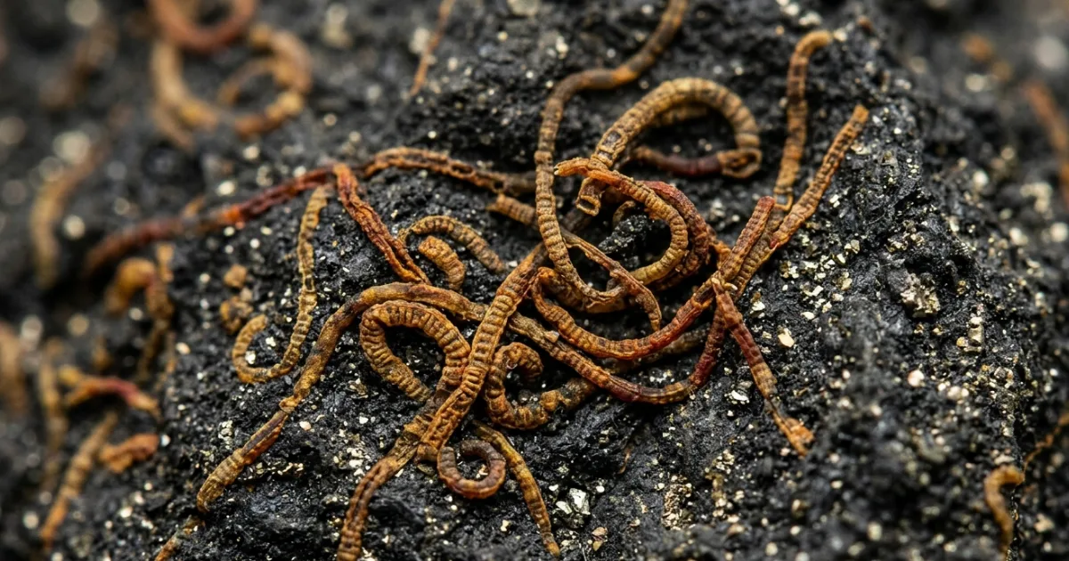 Intertwined fossilised filaments recovered from ancient seabed rock in the Brazilian state of Mato Grosso do Sul. New analysis using a particle accelerator identified preserved cellular structures and organic material, confirming the fossils are bacteria and algae — not animal traces. Credit: Bruno Becker-Kerber / Harvard University.