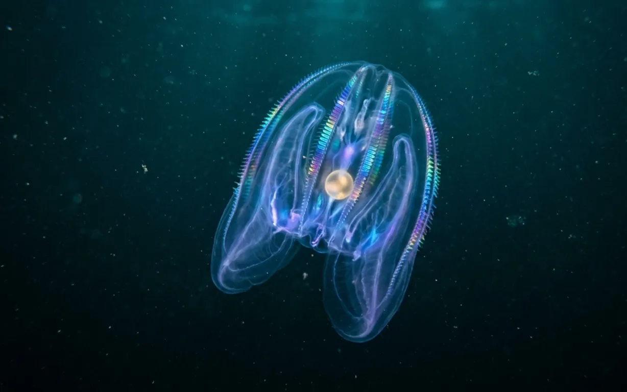 Mnemiopsis leidyi is a small, soft sea animal that drifts through ocean currents. It looks fragile, but its embryo carries one of nature's oldest body-building tools. Scientists at Friedrich Schiller University Jena used embryos of this species to show that the signal directing how animal bodies form dates back over 700 million years. Image: research team / Nature, 2026.