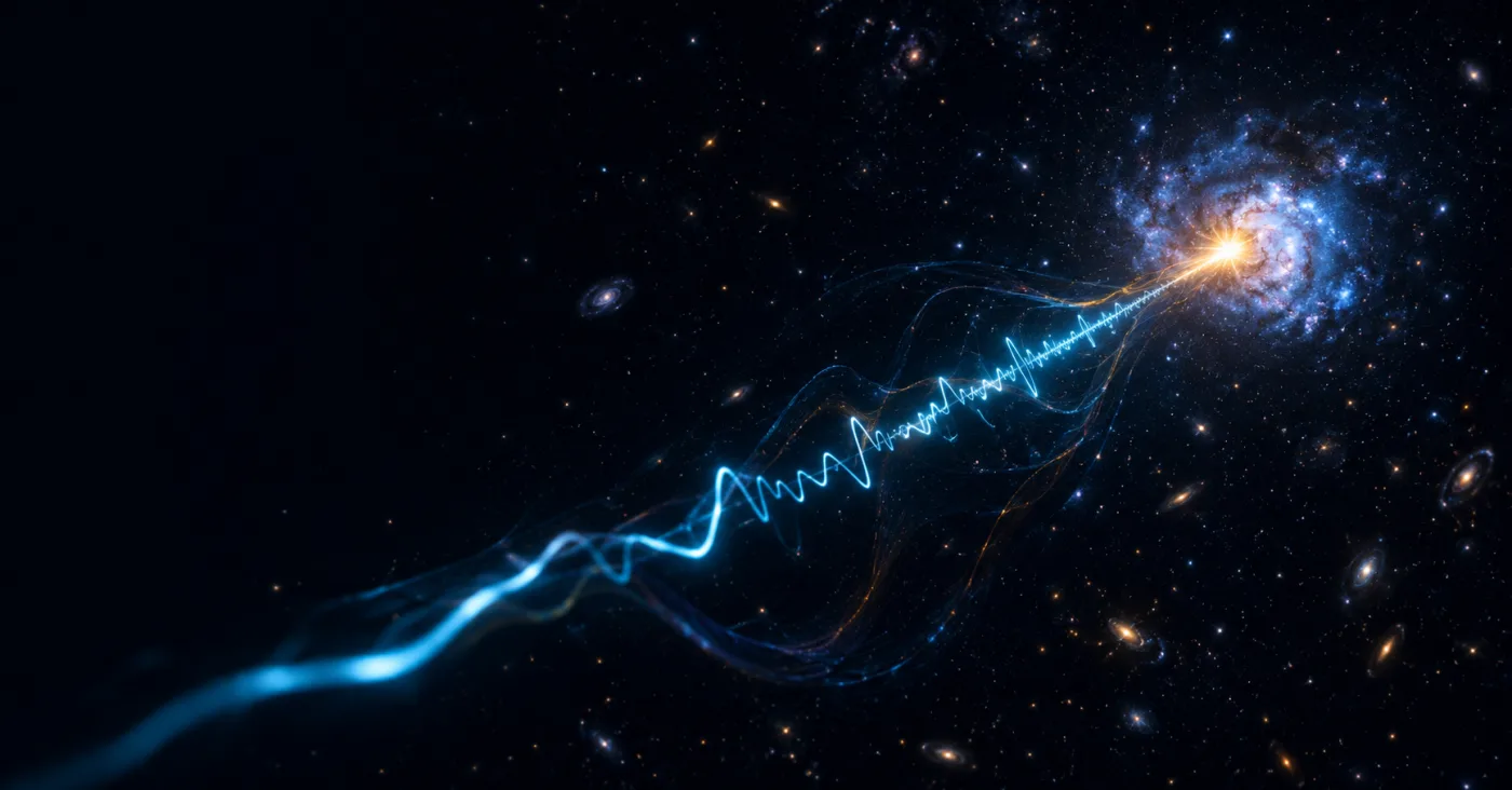 NASA's James Webb Space Telescope image of the sky around the fast radio burst's position, with an inset showing its small host galaxy and a white cross marking the signal's origin. Credit: NASA, ESA, CSA, STScI, Themiya Nanayakkara (USYD), Joseph DePasquale (STScI).